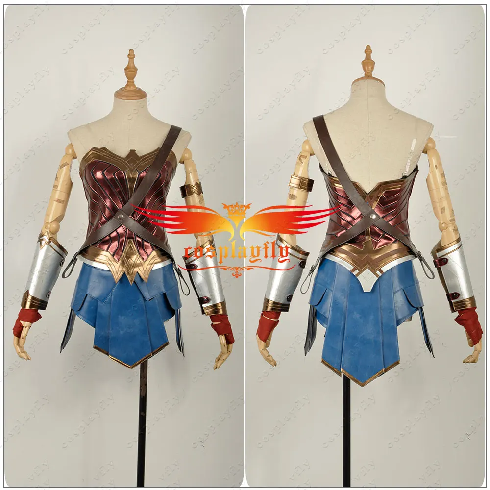 BatmanvSuperman:Dawn of Justice Wonder Woman Costume Adult Cosplay with Rope Gift / Silver Wrist Guards (Seperate Corset&Dress!)