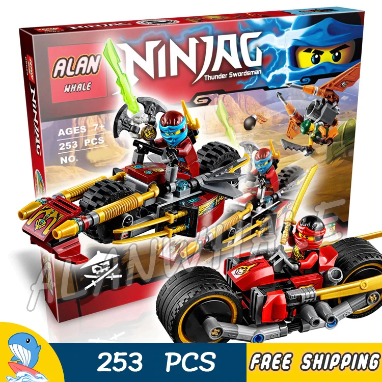 

230pcs Ninja Bike Chase Motorcycle Pirate flyer Kai Nya Sqiffy 10444 Model Building Blocks Kids Bricks Compatible With Lago