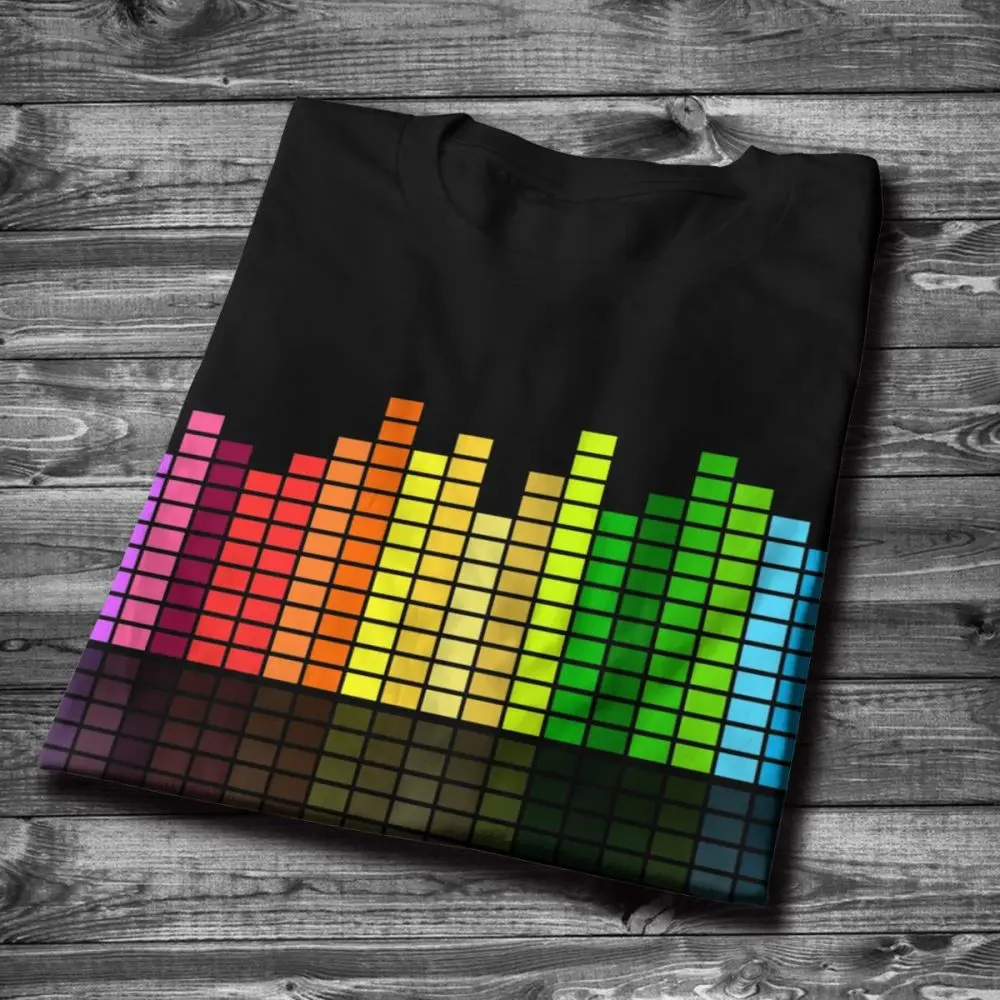 Мужская DJ музыкальная футболка с эквалайзером модная уличная Homme круглым вырезом