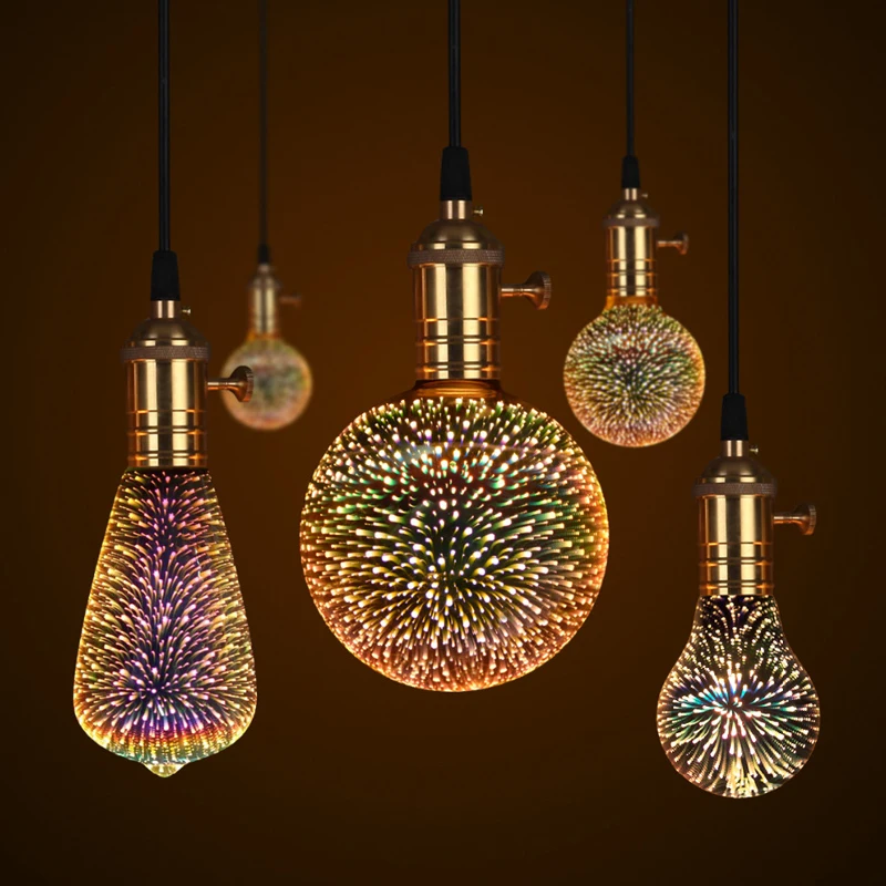 

AC 85V-265V E27 Edison Decoration LED Bulb Night Light Fireworks Starry Sky Warm Lighting Home Decor Light Holder Ball Lamp