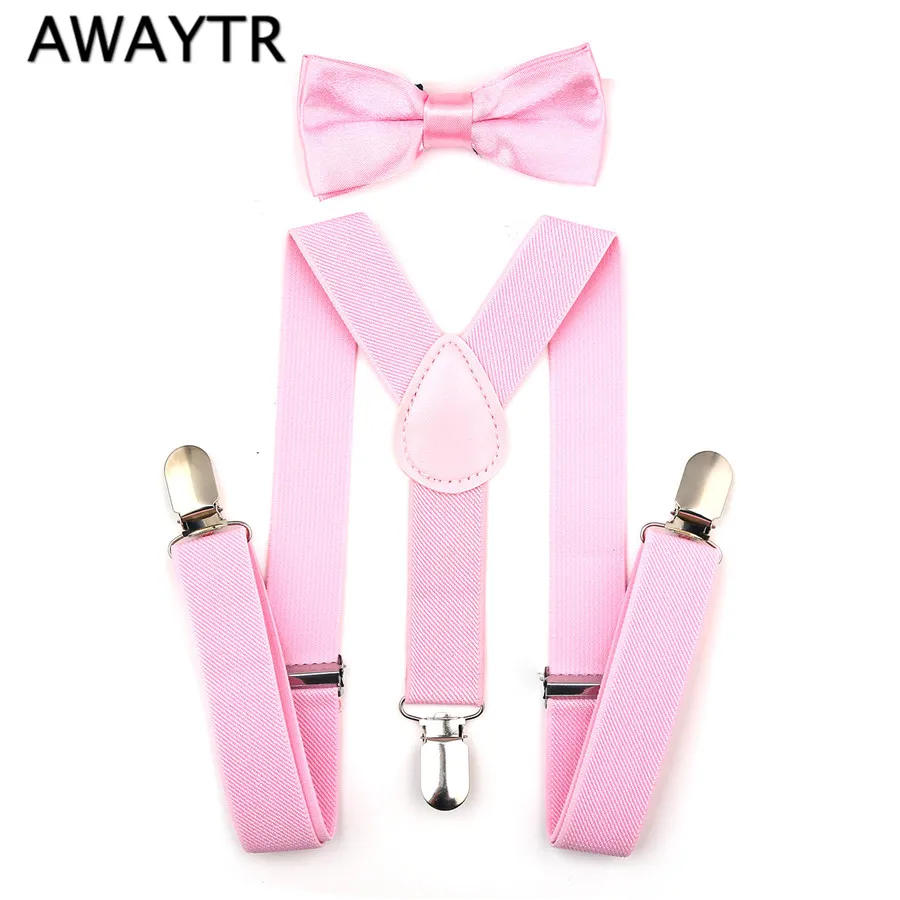 AWAYTR Baby Girls 3 Clips Pink Color Suspenders Set 2017 New Brand 2