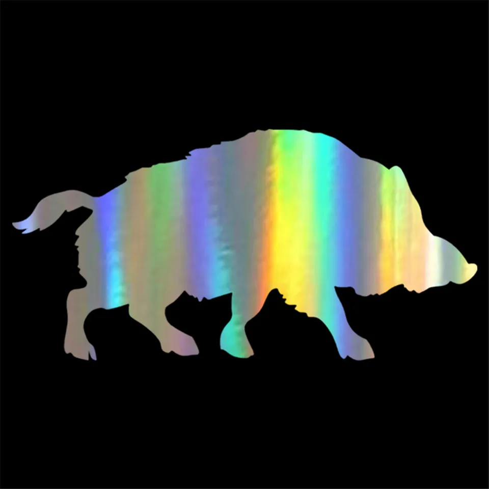 15.27.6CM Wild Boar Pig Interesting Vinyl Car Styling Decorative Car Sticker And Decals BlackSilverLaser (4)