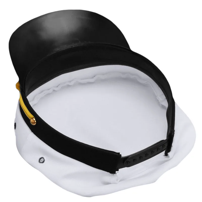 Регулируемая Белая декоративная шляпа шкипера моряков, темно-синяя кепка, военная Кепка Для Взрослых, унисекс, для праздника и вечеринки, маскарадные шляпы QW874923