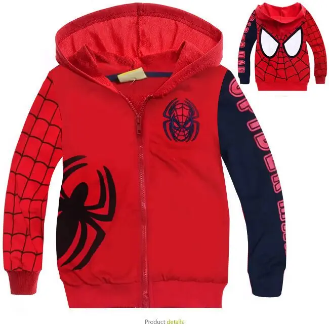 

New Boys Spiderman Coat Kids Cotton Spring Jacket Chirdren Character Lovely Hoodies Outerwear Spider-man Boys Clothes