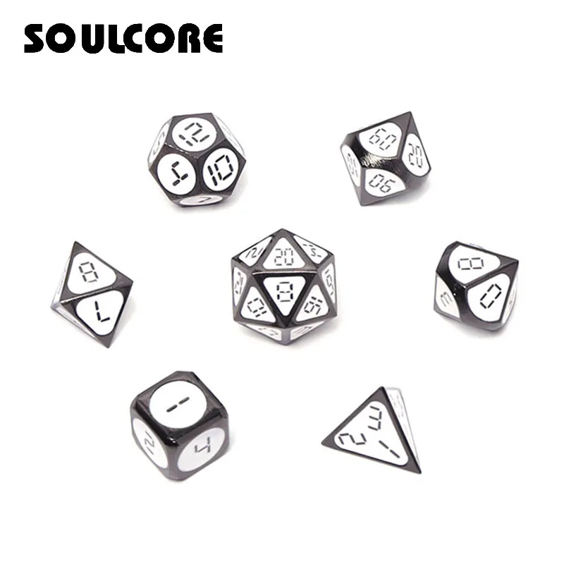 

d&d dnd polyhedral dice set rpg metal solid dungeons and dragons digital white dices table games Zinc alloy pattern d20 10 8 12
