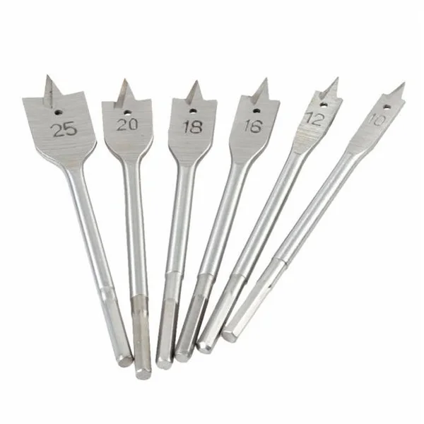 

6PCS Woodworking Reaming Flat Drill Spade Bit High-Carbon Steel Hex Shank Tool Parts For Cutting Multiple Sizes Hardware Tool