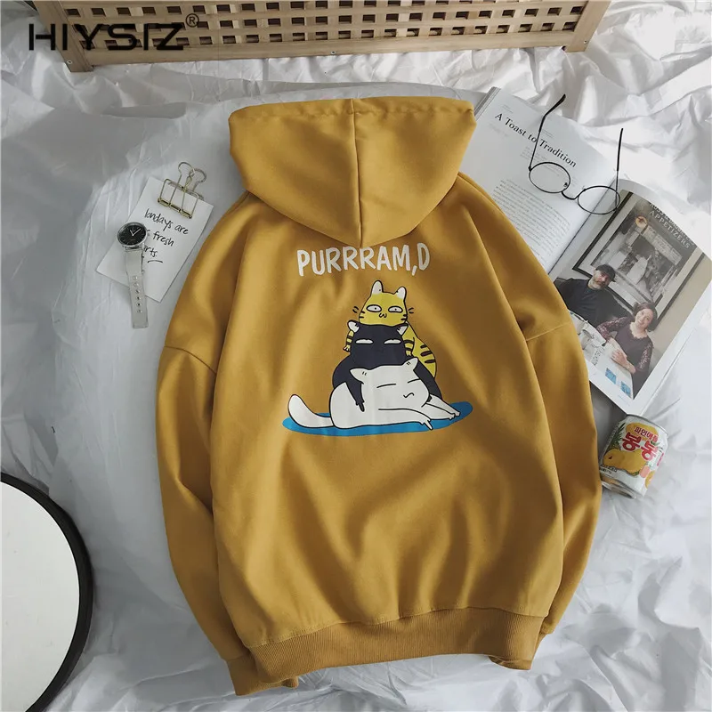 

HIYSIZ 2019 Hot Fashion Trend Men Hoodies Cute Kitten Print Spring Autumn Male Casual Streetwear Sweatshirts Hoodies Tops ST470