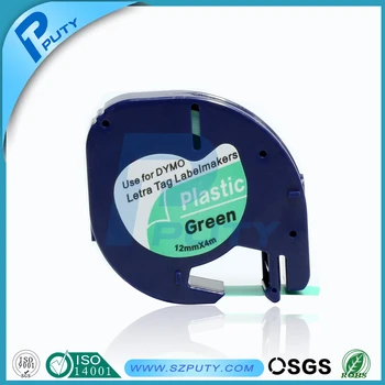 

Free shipping 10 packs black on green compatible Dymo LetraTag Paper Tapes 91204 12MM x 4M-1/2inch x13ft. used for labelmaker