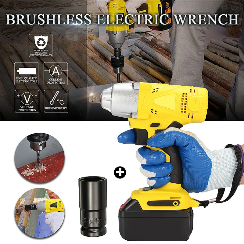 

Cordless Electric Impact Wrench Drill 340N/m 68-99V 11800mAH Battery Lithium-ion Brushless Power Tool Nut High Torque Wrench Set