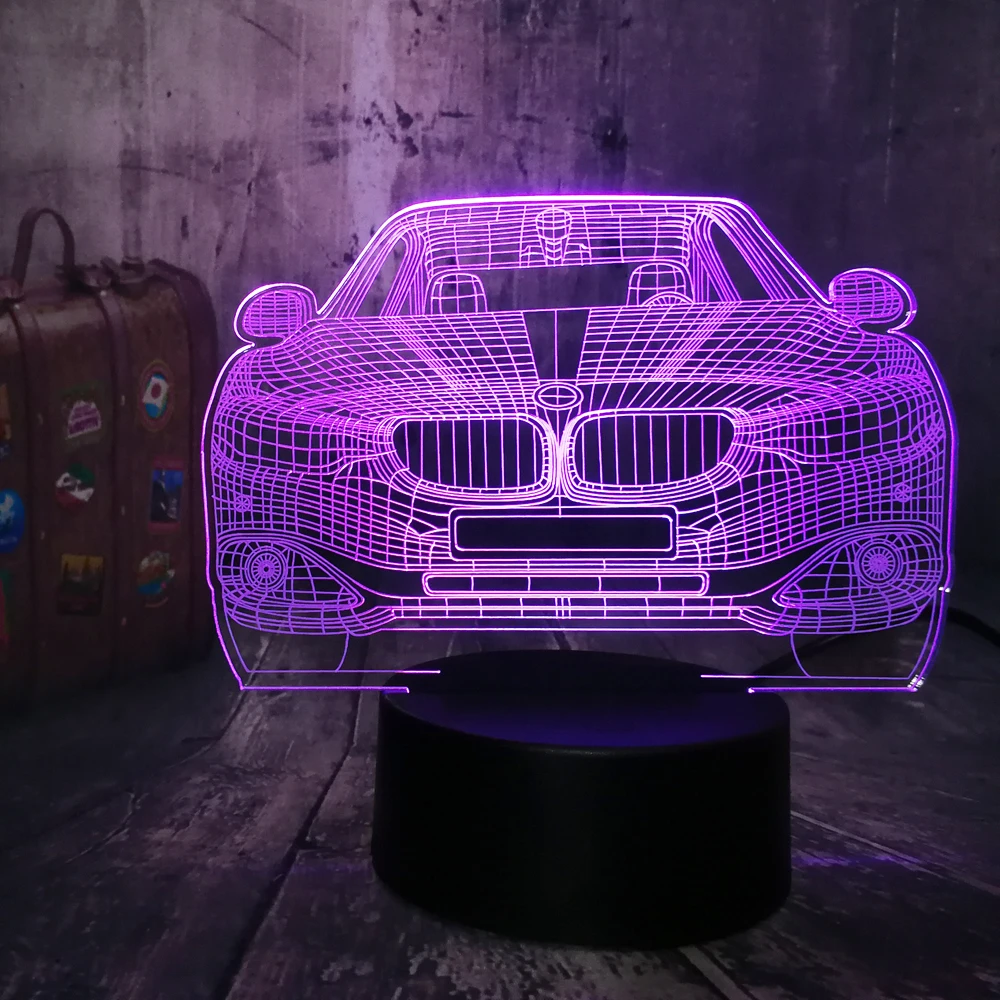 Новый крутой 3D автомобильный Ночник светильник светодиодный USB настольная лампа