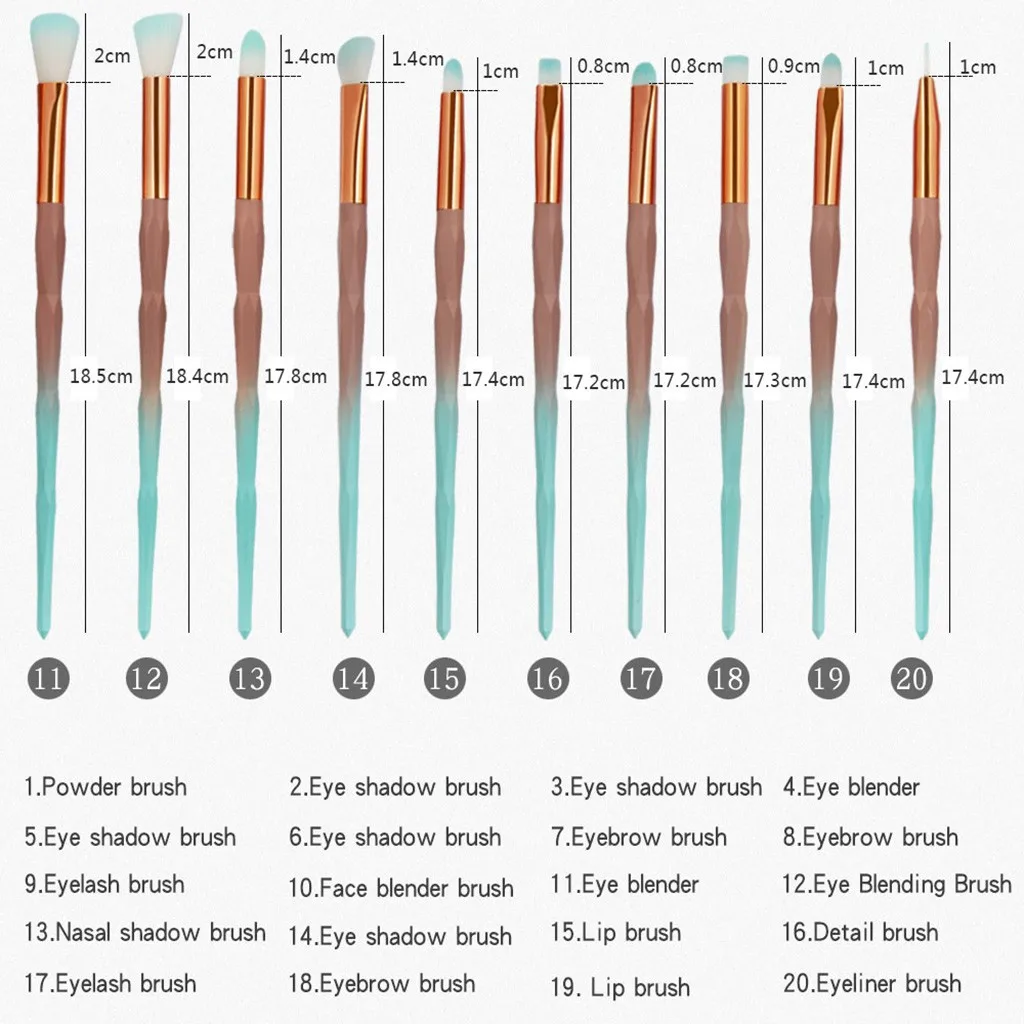 20 шт. макияж основа для бровей подводка для глаз Румяна косметический консилер кисти макияж кисти инструмент brochas maquillaje 40