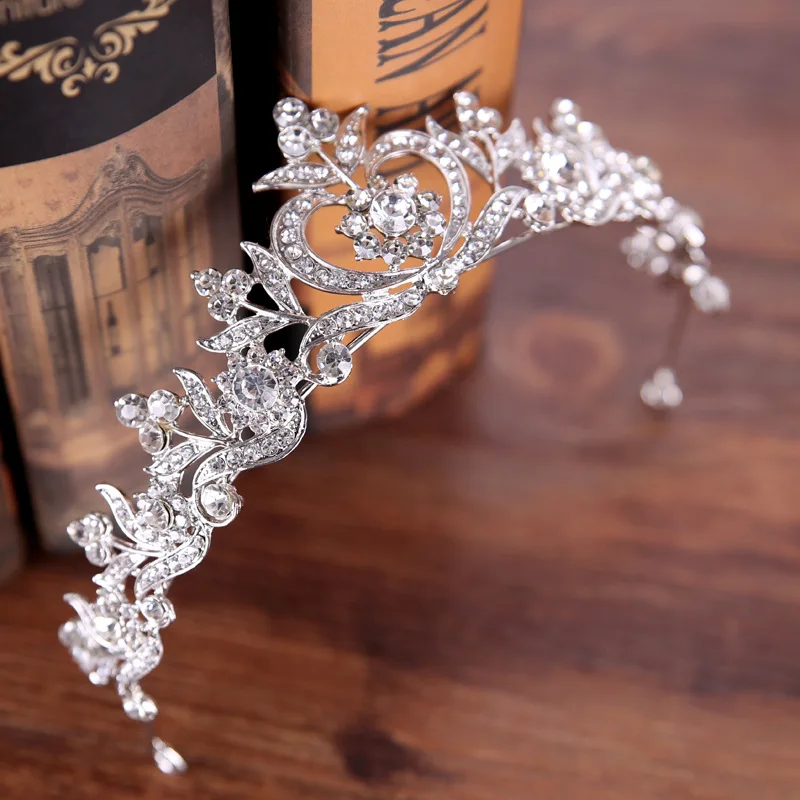 Vintage Silver Gold Crystal Tiara Princess Crown Wedding Hair Jewelry