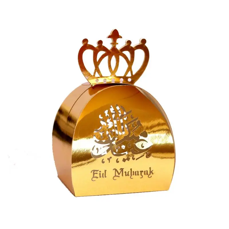 50 шт. красивая коробка для хранения подарочная коробка для конфет ИД Мубарак шоколадные коробки украшения на Рамадан сахар полый чехол вечерние инструменты для декора - Цвет: Gold