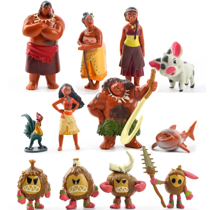 12pcs Moana Action Figure Maui Pua Heihei Waiali Princess Doll Set Kids Toy Gift 