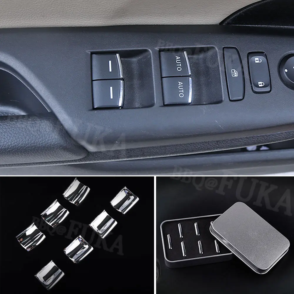 7PCS Interior Window lift switch button sequin Trim For Nissan KICKS 2017 2018