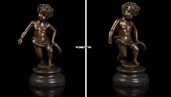 

9'' Bronze Art sculpture children's bedroom decorate a naughty little boy statue
