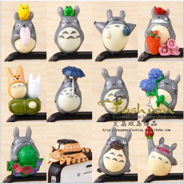 12pcs/group Hayao miyazaki totoro dust plug 3.5mm general dustproof for mobile phones iphone samsung HTC Motorola wholesale | Мобильные