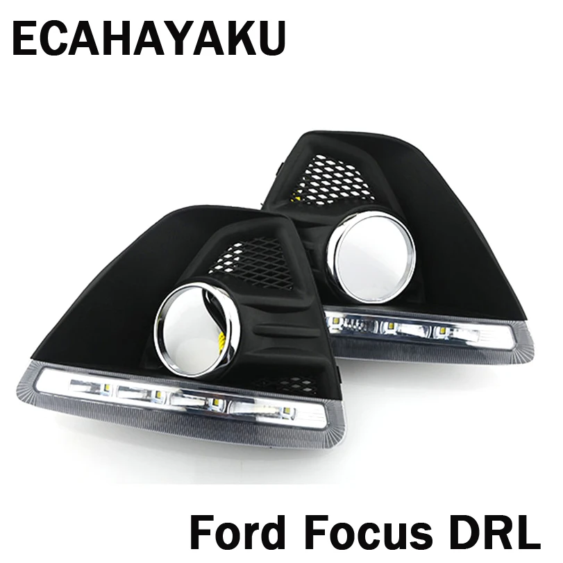 

ECAHAYAKU 1set 12V waterproof Daytime Running Light DRL Fog lamp with fog hole for Ford Focus Hatchback 2009 2010 2011 2012 2013