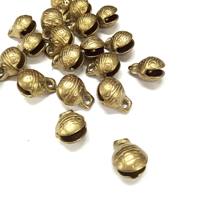 

100pcs Unplated Brass Ethnic Bell Pendants Round with Tiger Face in Retro Bronze Color for Jewelry Making DIY Findings 13x11x8mm
