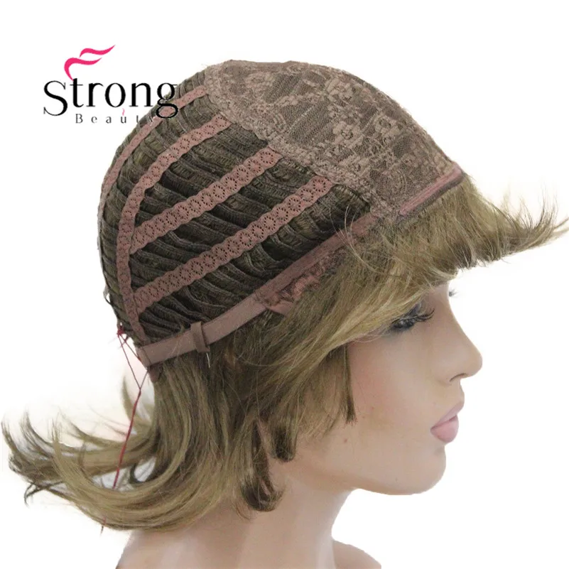 L-1943A #12TT26 New Bady Wavy Light Brown Mix Blonde Neck Length Synthetic Hair Women's Full Wig (9)