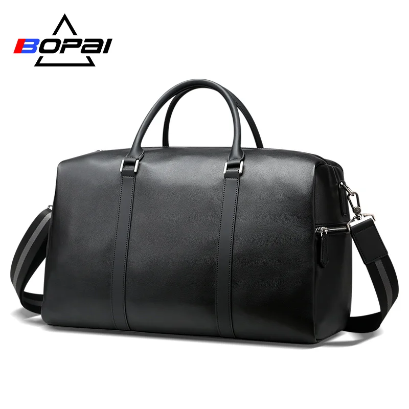BOPAI Роскошная брендовая кожаная мужская дорожная сумка большой емкости многоцелевая ручная сумка непромокаемая сумка для багажа деловые