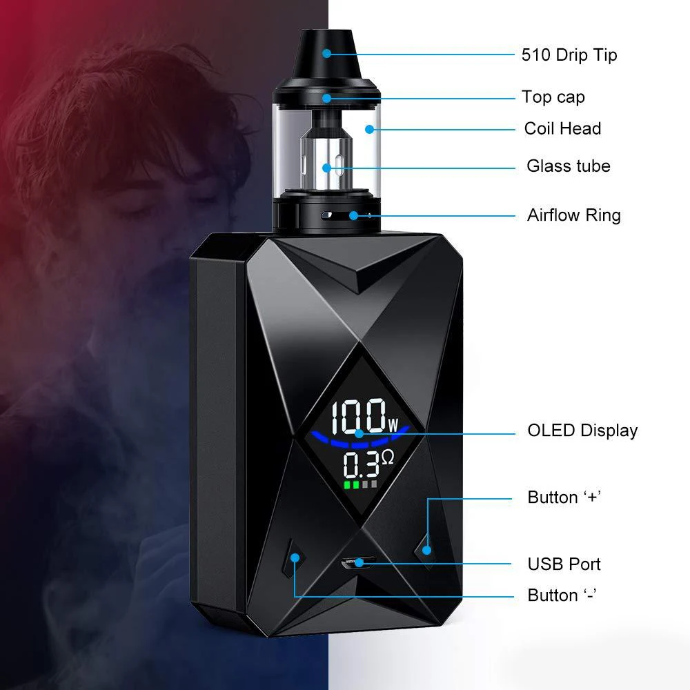 Испаритель Vape M6 100 Вт комплект с большим паром аккумулятор 2600 мАч 4 мл испаритель