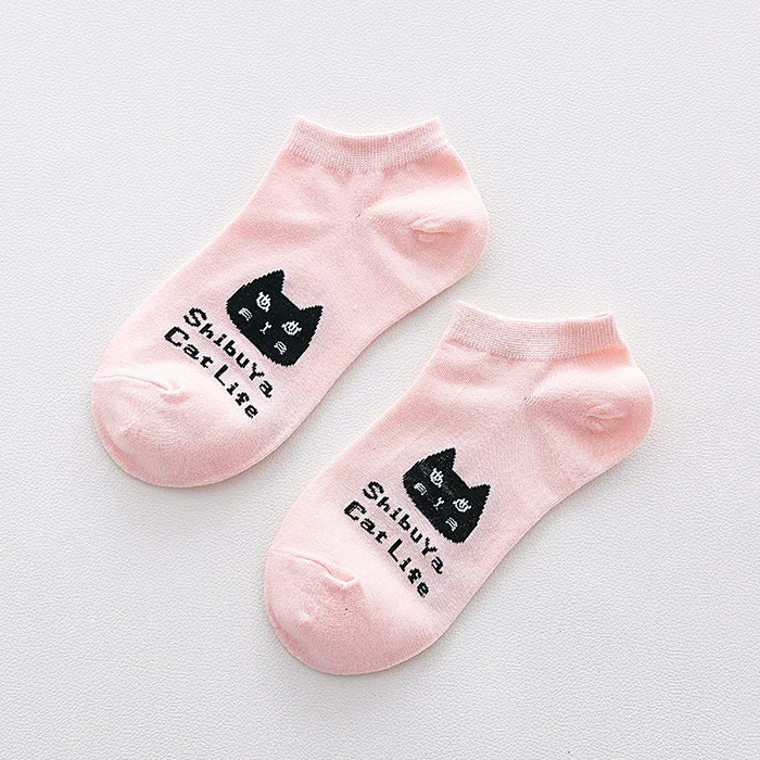 10pcs=5pairs Cute Cartoon Animal Cats Pattern Lovely Women Socks Summer Fashion Casual Harajuku Style Cotton Socks Women