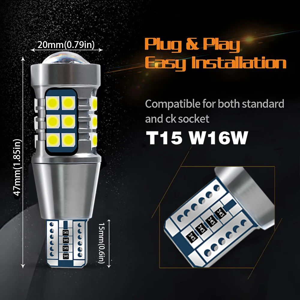 2 шт. Автомобильные светодиодные лампы Canbus T15 W16W 3030SMD для BMW E60 E90 E87 E46 F20 E36 F30 F10 E39 X5