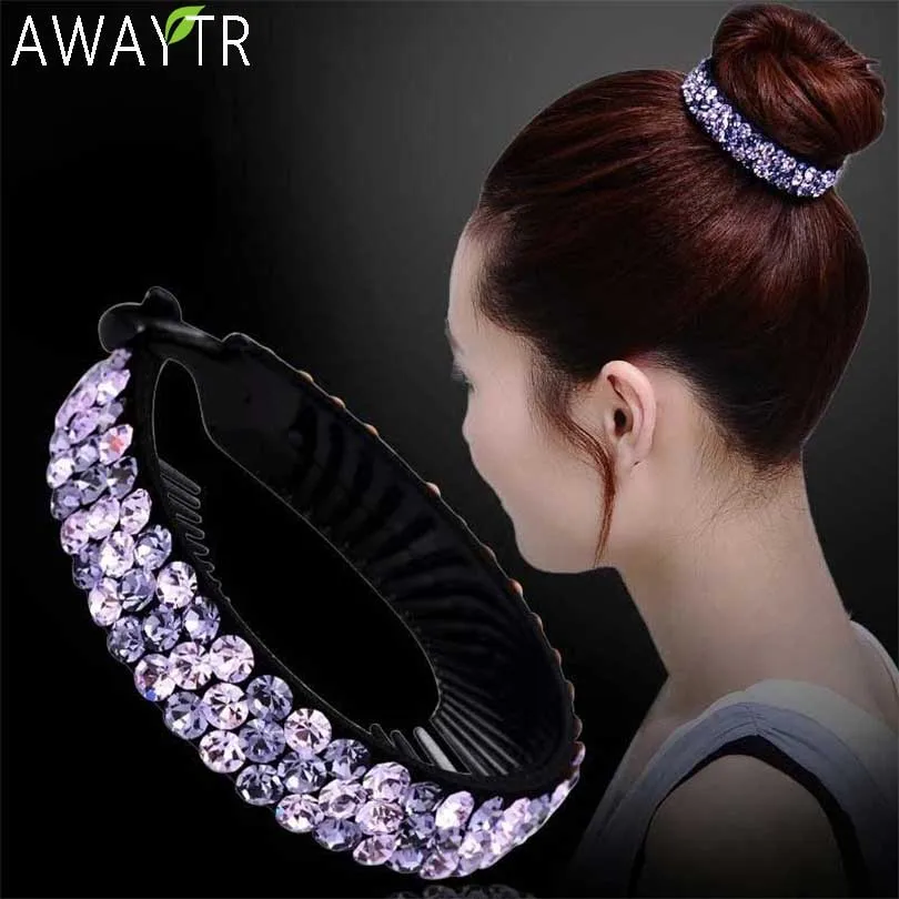 

Ponytail Banana Hair Clips Floral Rhinestone Women Fashion Headbands Delicate Hair Claws Girls Barrettes for Hair Accessories