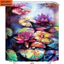 Мода цветок лотоса Цветочный Душ шторы водостойкие утолщенной ванная комната шторы высокого качества полистер данных печати
