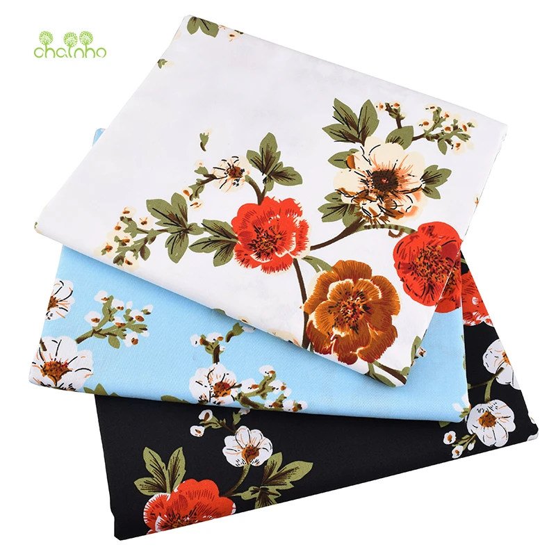 Chainho, яркий цветочный, печатный стрейч-поплин/простая хлопковая ткань для шитья и шитья платьев, рубашек, юбок, материал одежды 50х142см