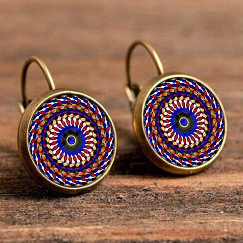 

UFOORO clip Earrings Vintage seashell bohemian Flower pattern beach summer women Earrings Fashion party Style Girl jewelry gift