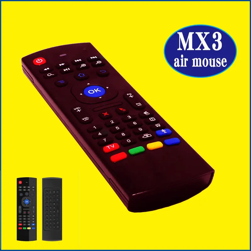 MX3 air fly mouse Мини клавиатура подсветка красочный 2 4 Ghz беспроводной пульт