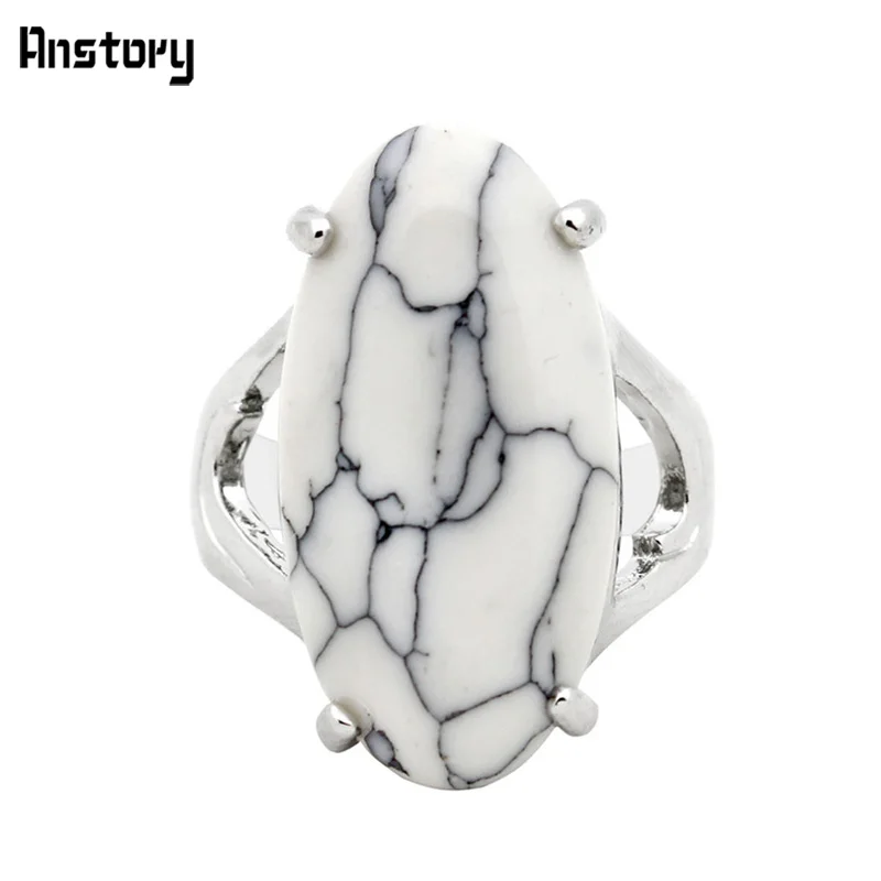 Claw Oval White Stone Rings Vintage Look Antique Silver Plated Plated Fashion Jewelry