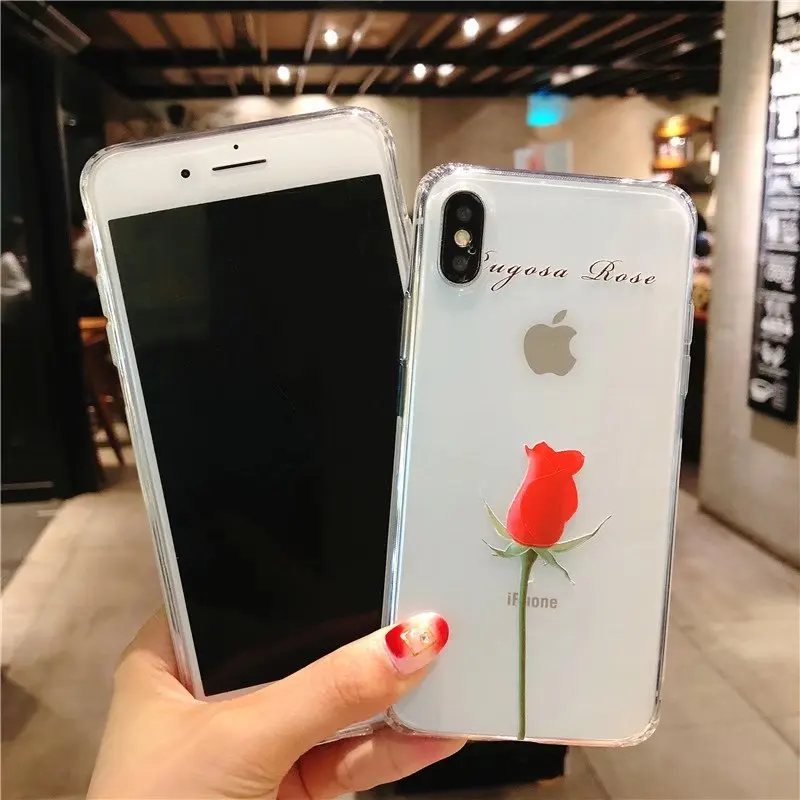 NYFundas For iphone 8plus 7 6 6S Plus X Case Ultra Thin Fashion Crystal Clear Shockproof Bumper Small fresh Back Cover Accessory (1)