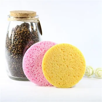 

Natural Wood 1 PC Fiber Face Wash Cleansing Sponge Beauty Makeup Tools Accessories Round/ by DHL 500pcs