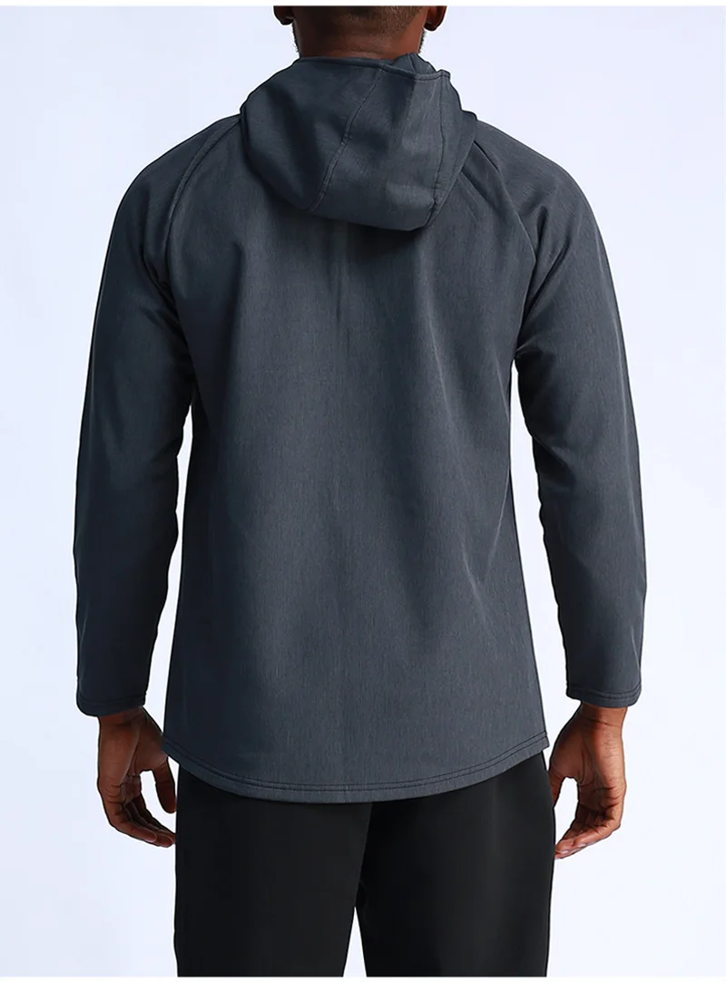 UABRAV Men's Running Shirt with Hooded Long-sleeved Sportwears Quick-dry Sport Training Tops 3colors18