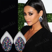 Missvikki Роскошные проложенные полностью кристалл ручной работы привлекательный Шарм Серебряные серьги гвоздики 925 букле d'oreille femme лучший подарок