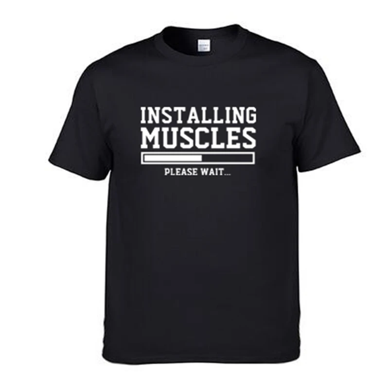 New INSTALLING MUSCLES funny print mens t shirts LIFTBRO