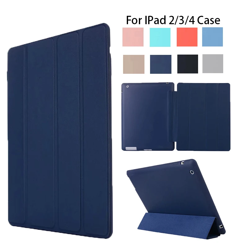 Для IPad 4 IPad 2 кожаный чехол мягкая Вернуться ТПУ Trifold Smart Cover противоударный Защитный чехол для IPad 2/3 /4