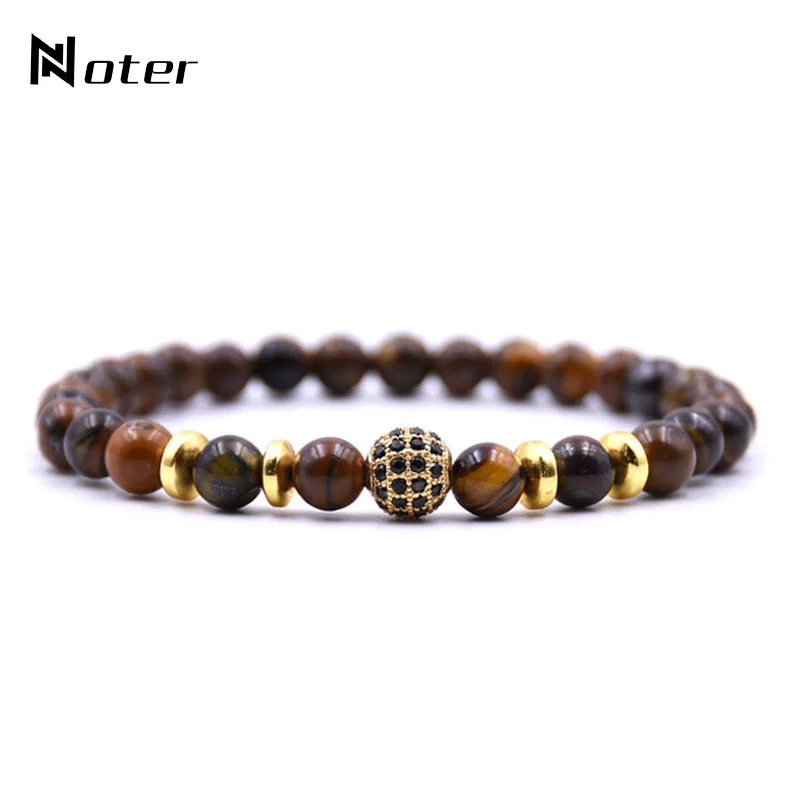 

Noter 6mm Tiger eyes Beads Bracelet Men Charm Disco Ball Lava Stone Braslet For Male Diy Yoga Braclet Prayer Jewelry Pulseras