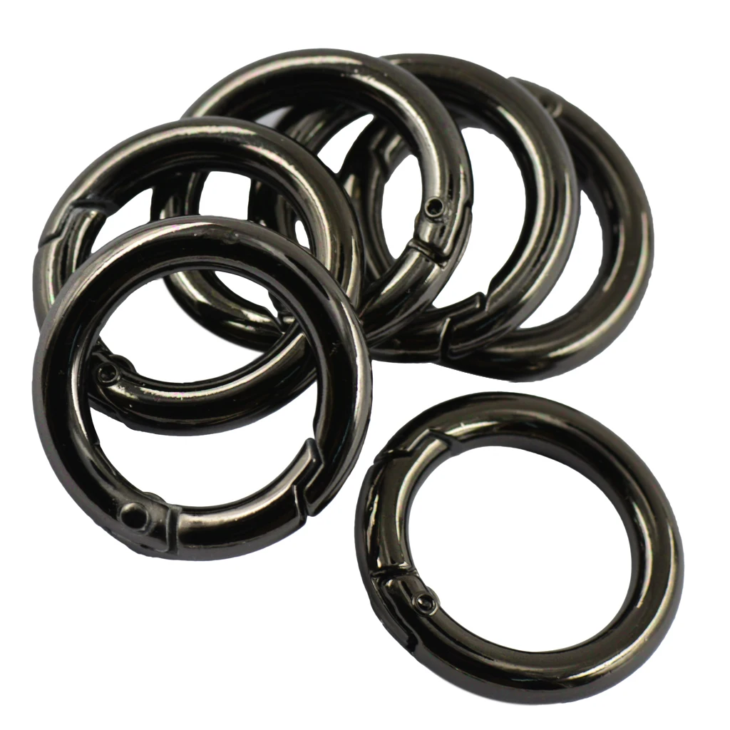 6Pcs Alloy Backpack Plated Alloy Round Spring Snap Hooks Clip Keychain Hanging Crafts Camping Handbag  Ring