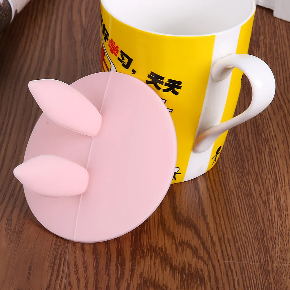 

Cute Rabbit Ear Mugs Lid Insulation Cover Dustproof Reusable Silicone Magic Cover Silicone Lid Splicing Thermal Seal Cover