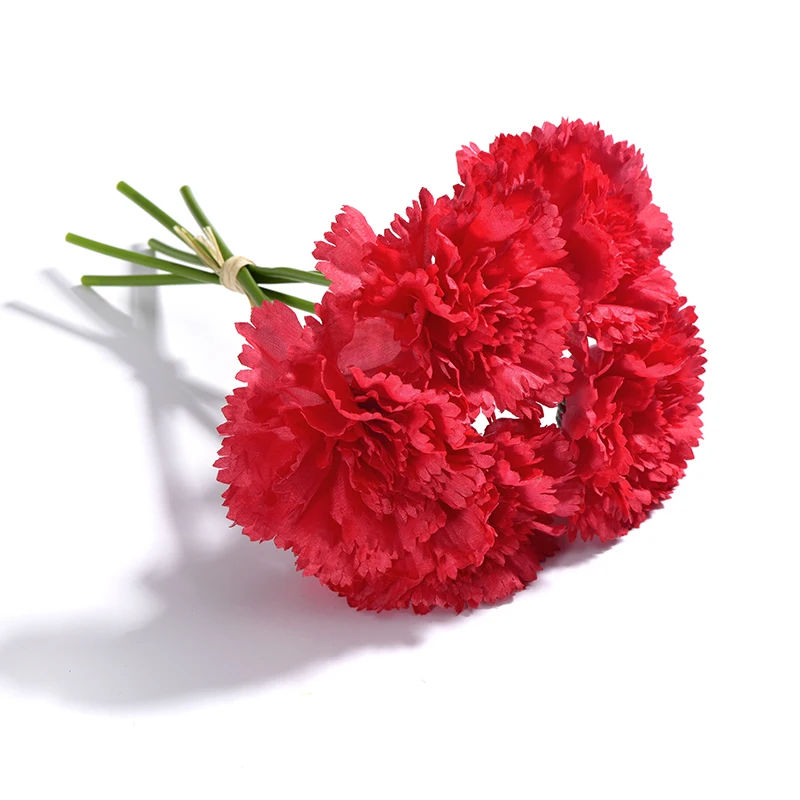 5 головок свежий искусственный цветок гвоздики Шелковый цветок поддельное растение для DIY День матери свадебный цветок Главная вечерние украшения - Цвет: 7