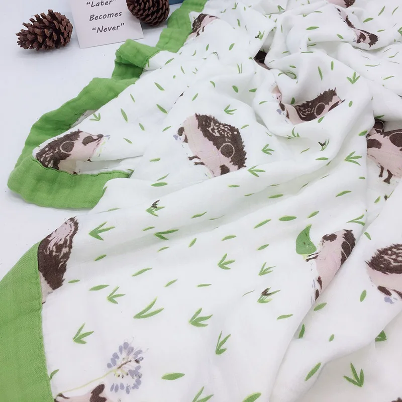 Bamboo Fiber Cotton Baby Muslin Swaddle For Infant Baby Bedding Sheet Bath Towel 2 Layers Blanket For Newborns