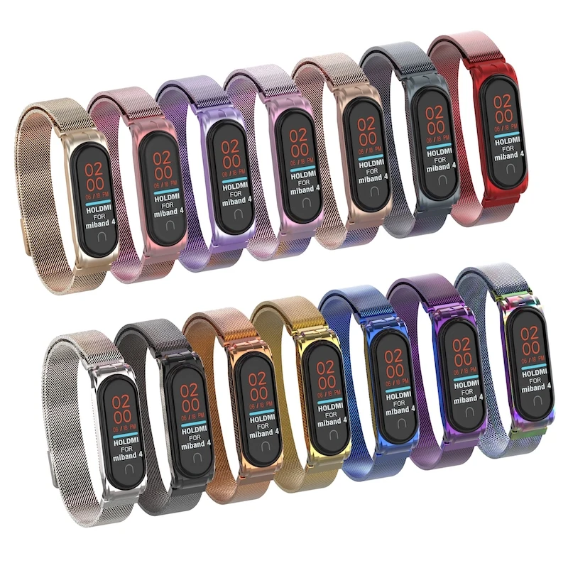 Новый ремешок для Xiaomi Mi Band 3 4 Miband браслет магнитный металлический из нержавеющей