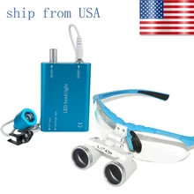 Синий стоматологический Стоматологический Хирургический медицинский бинокулярный лупы 3,5X420 мм оптическая стеклянная лупа CE подтвержденный Корабль из США