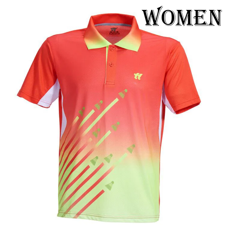 Китайская рубашка для бадминтона для мужчин/женщин, футболка для настольного тенниса, рубашка для бадминтона, футболка для теннисной команды, одежда, свитер Pang - Цвет: woman red yellow