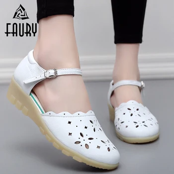 

White Soft Nurse Hospital Medical Durgshop Work Shoes Summer Hollow Breathable Wedge Shoes Doctor Surgical Non-slip Sandals
