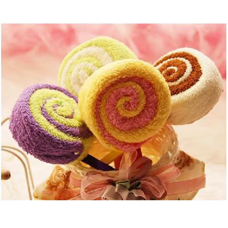 Lollipop Shape Washcloth Fiber Towel Gift Baby Shower Present Bridal Ornament Wedding Party Favor YJS Dropship